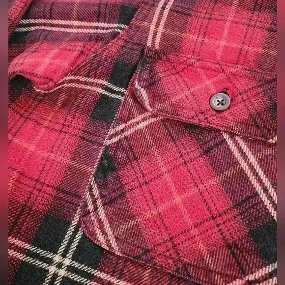CE Schmidt Men's Red Plaid Button Front Shacket top, sz LG - Picture 6 of 12